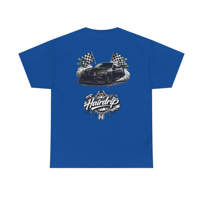 HairDrip Racing Tee — Drip Mask & Race Car Graphic T-Shirt