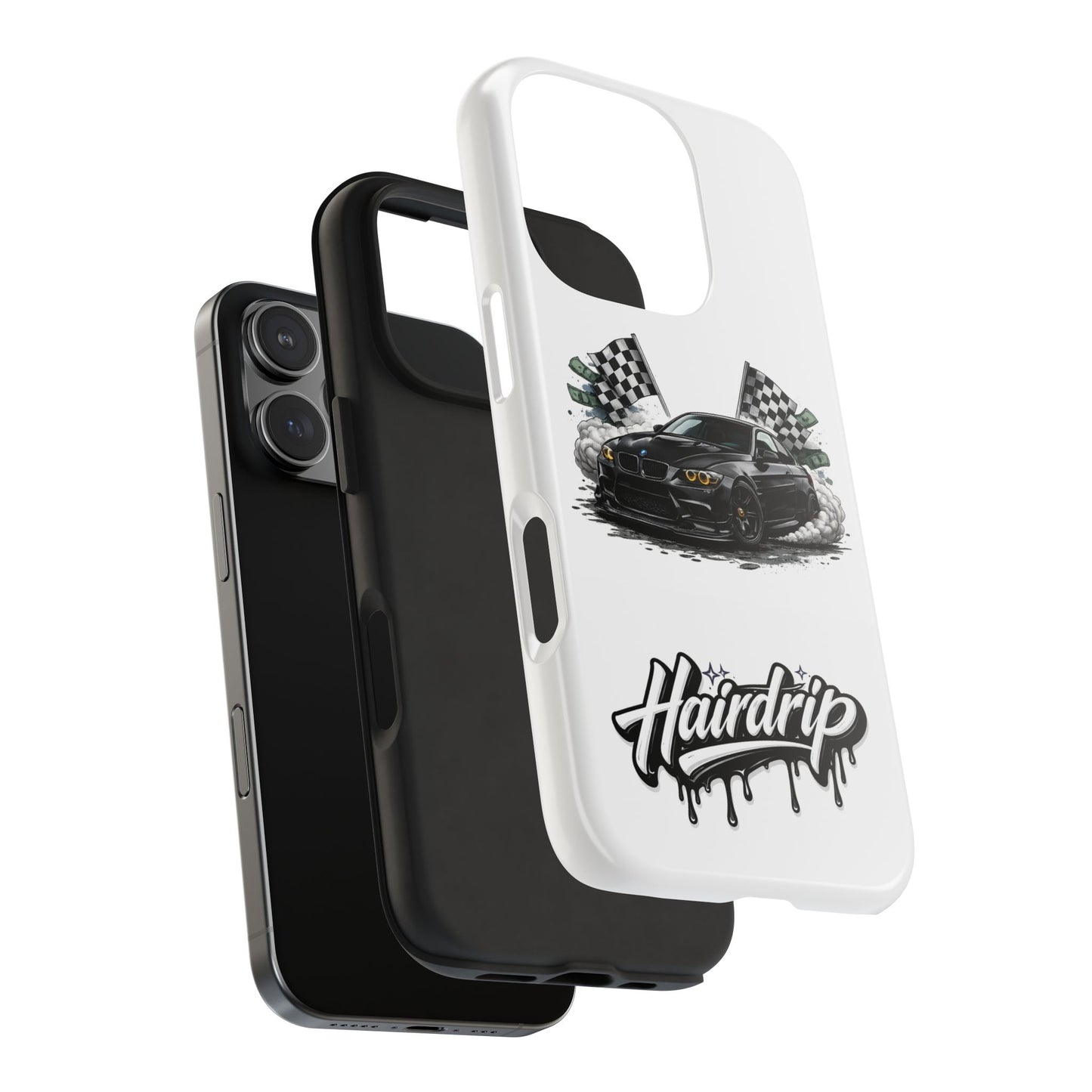 Racing Black Car Tough Phone Case — 'Hairdrip' Drift Graphic