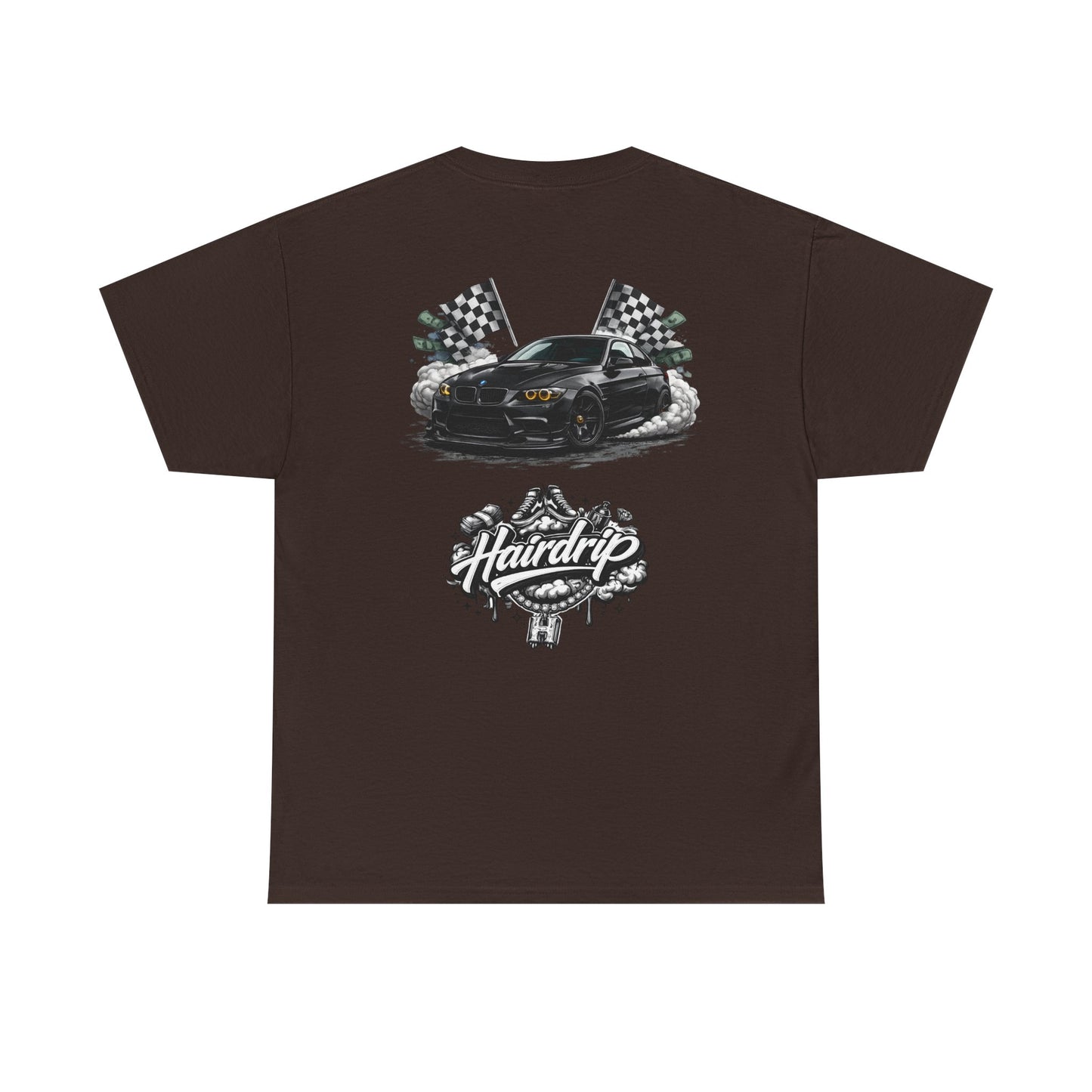 HairDrip Racing Tee — Drip Mask & Race Car Graphic T-Shirt