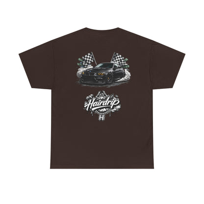HairDrip Racing Tee — Drip Mask & Race Car Graphic T-Shirt