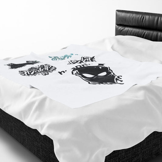 Velveteen Plush Blanket — 'Hairdrip' Urban Graffiti Logo Throw