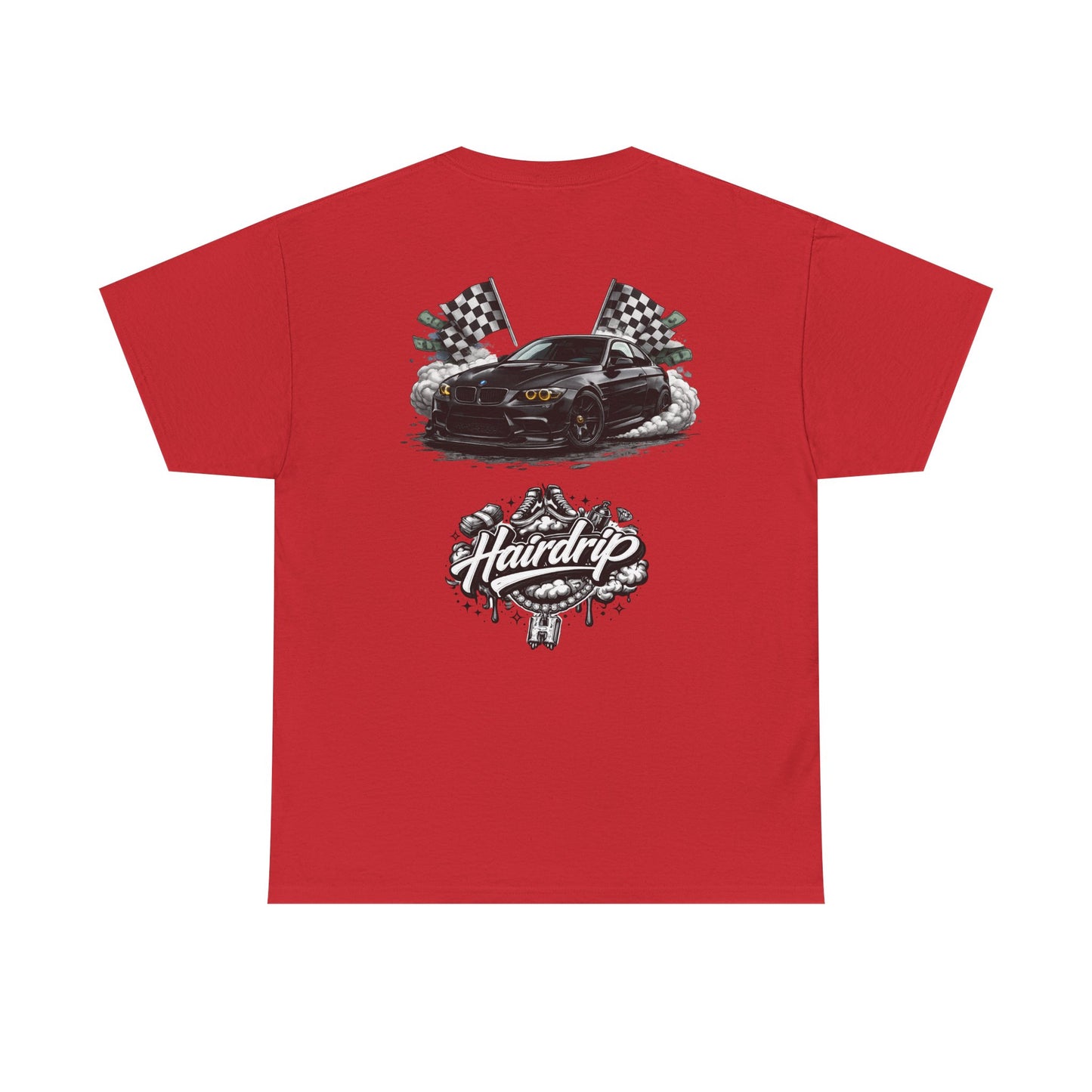 HairDrip Racing Tee — Drip Mask & Race Car Graphic T-Shirt