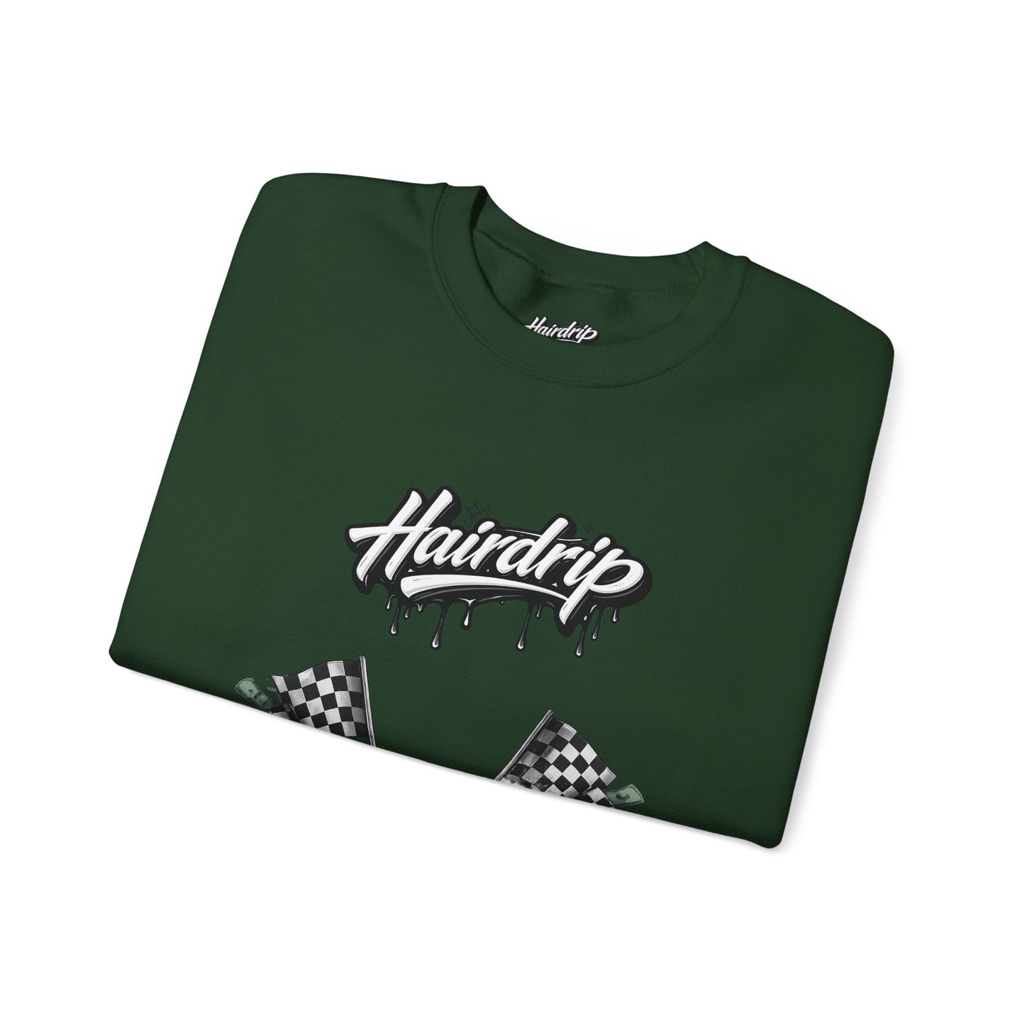 Car Crewneck Sweatshirt — 'Hairdrip' Drifting Muscle Car Design