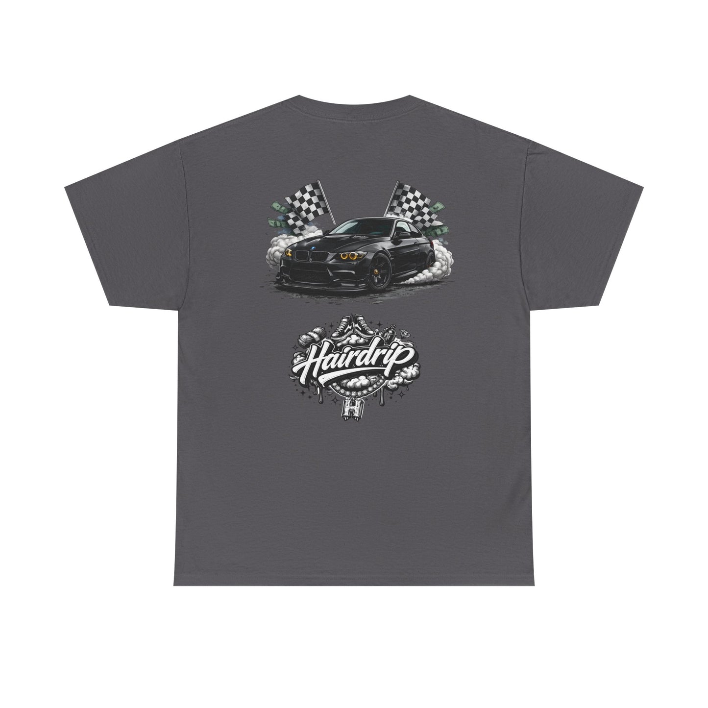 HairDrip Racing Tee — Drip Mask & Race Car Graphic T-Shirt