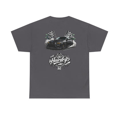 HairDrip Racing Tee — Drip Mask & Race Car Graphic T-Shirt