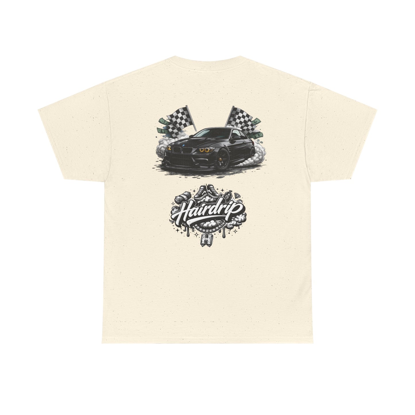 HairDrip Racing Tee — Drip Mask & Race Car Graphic T-Shirt