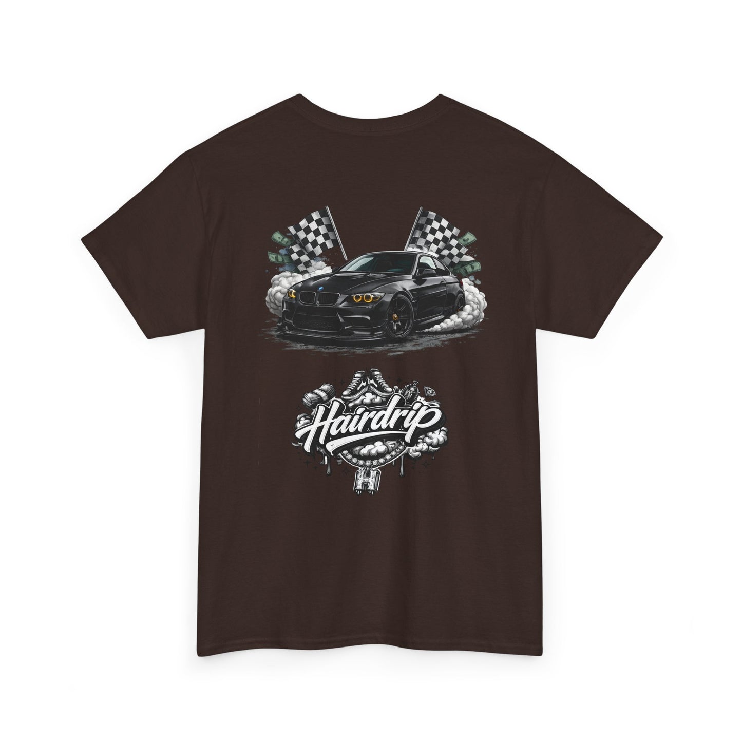 HairDrip Racing Tee — Drip Mask & Race Car Graphic T-Shirt
