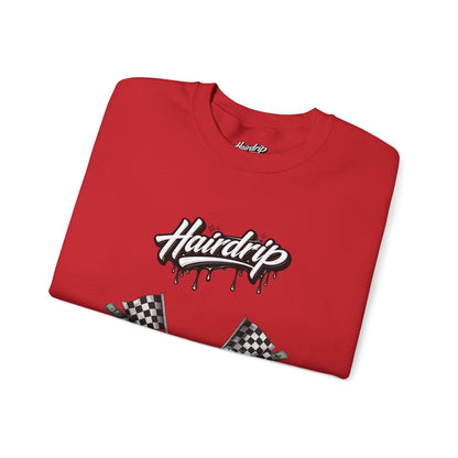 Car Crewneck Sweatshirt — 'Hairdrip' Drifting Muscle Car Design