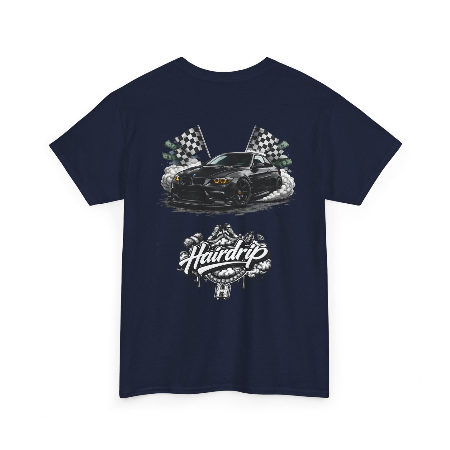 HairDrip Racing Tee — Drip Mask & Race Car Graphic T-Shirt
