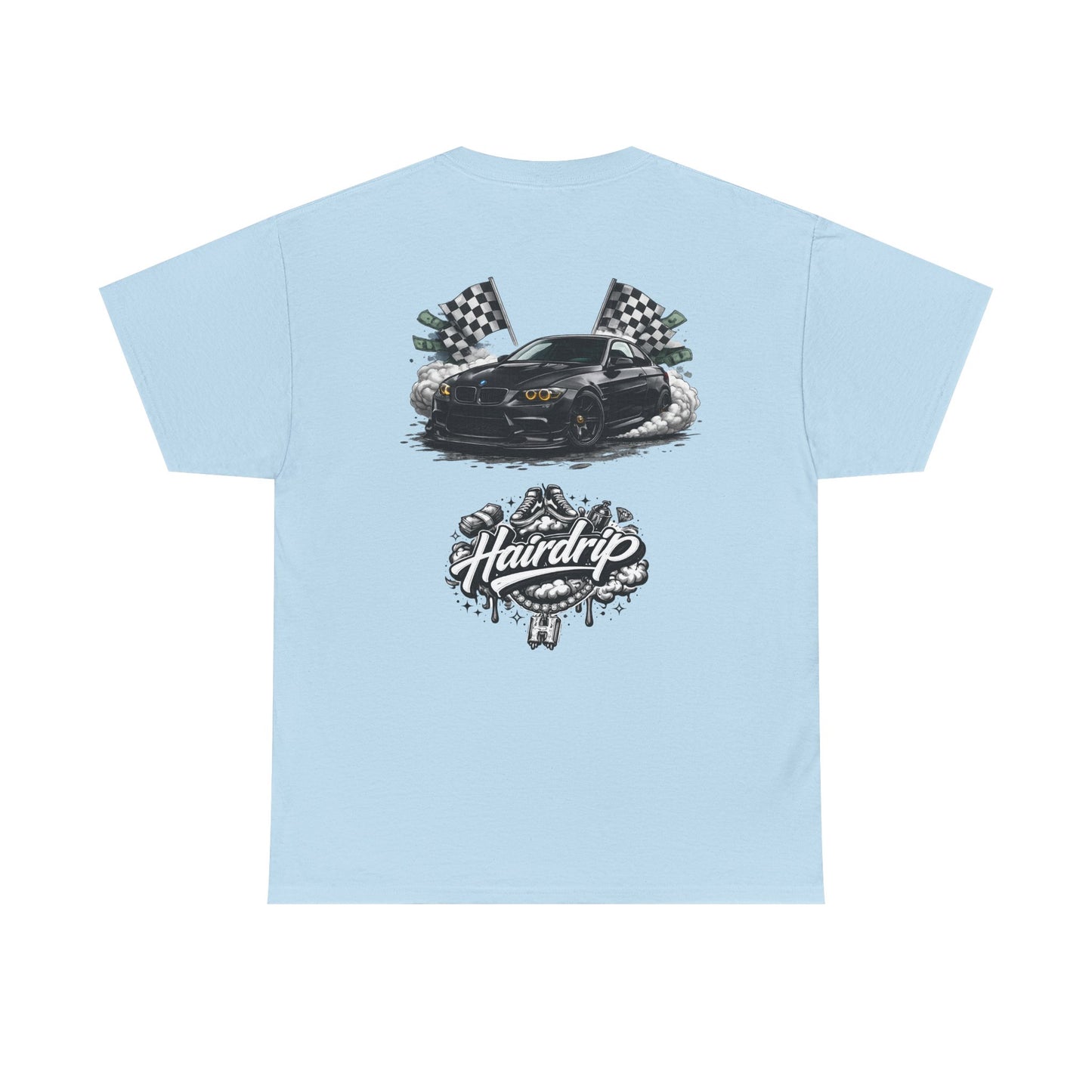 HairDrip Racing Tee — Drip Mask & Race Car Graphic T-Shirt