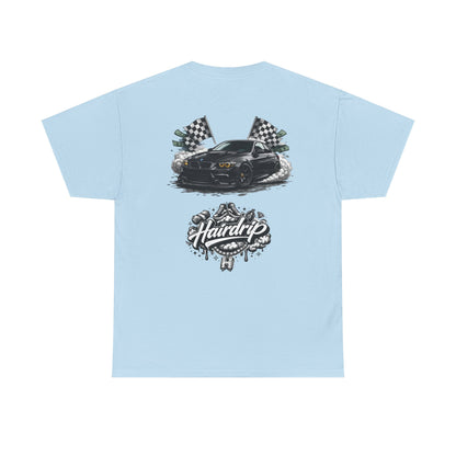 HairDrip Racing Tee — Drip Mask & Race Car Graphic T-Shirt