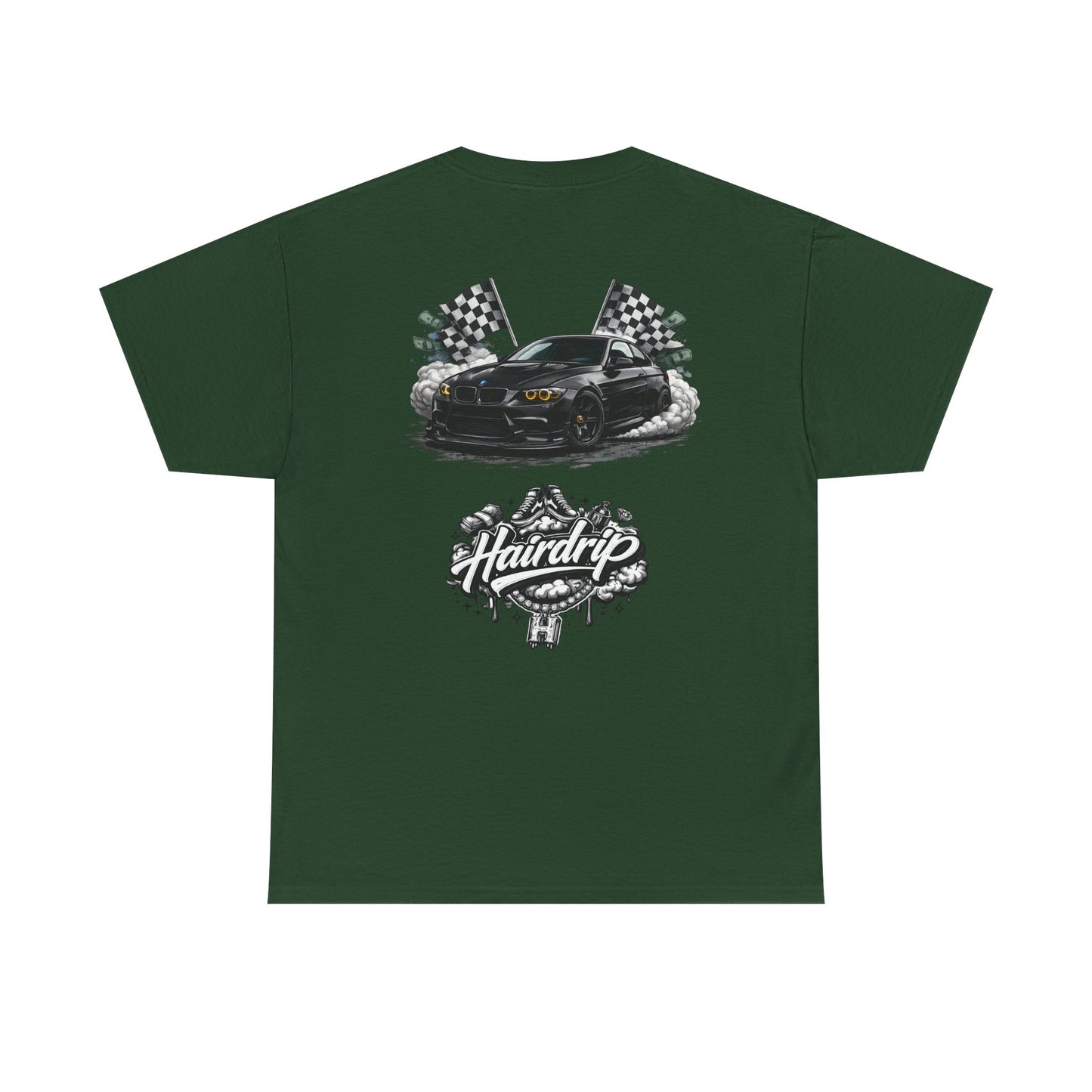 HairDrip Racing Tee — Drip Mask & Race Car Graphic T-Shirt