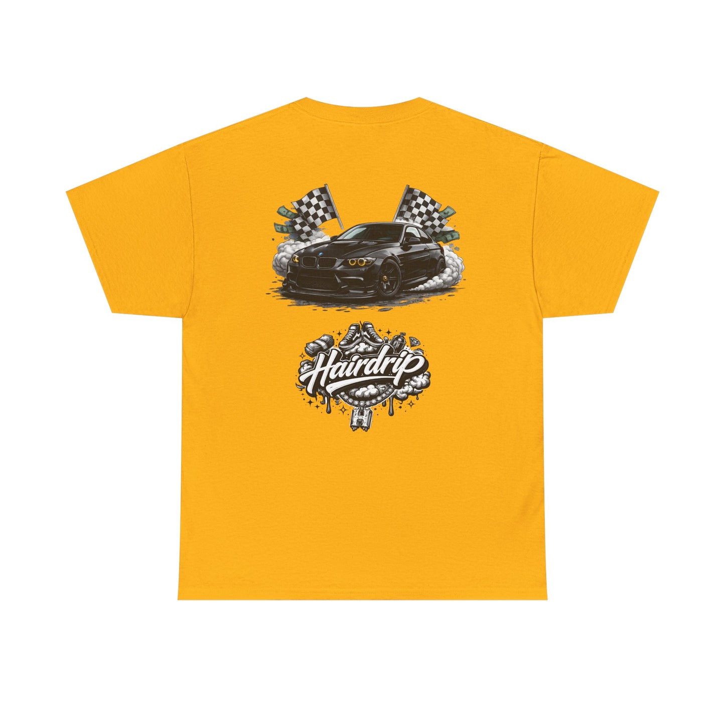 HairDrip Racing Tee — Drip Mask & Race Car Graphic T-Shirt