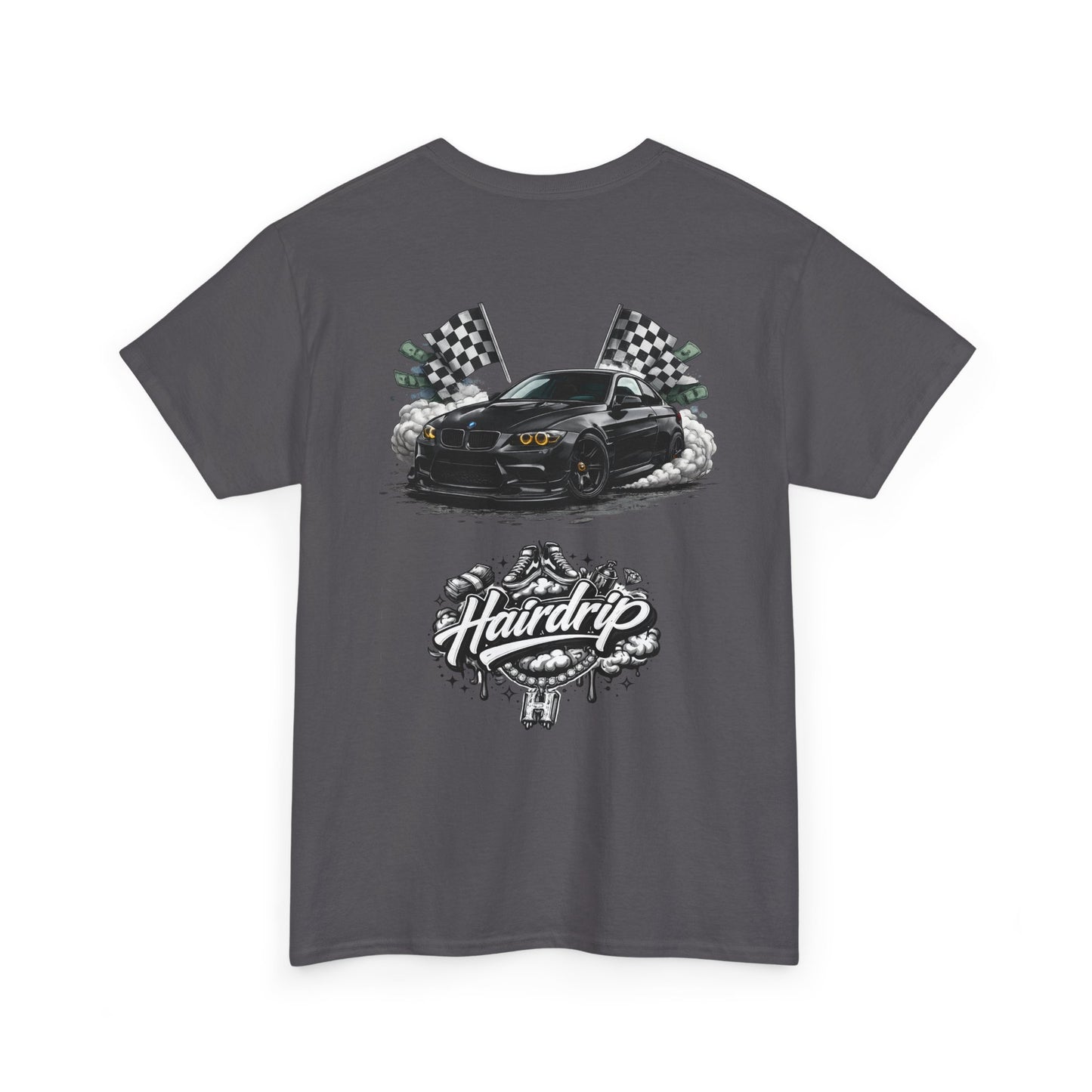 HairDrip Racing Tee — Drip Mask & Race Car Graphic T-Shirt