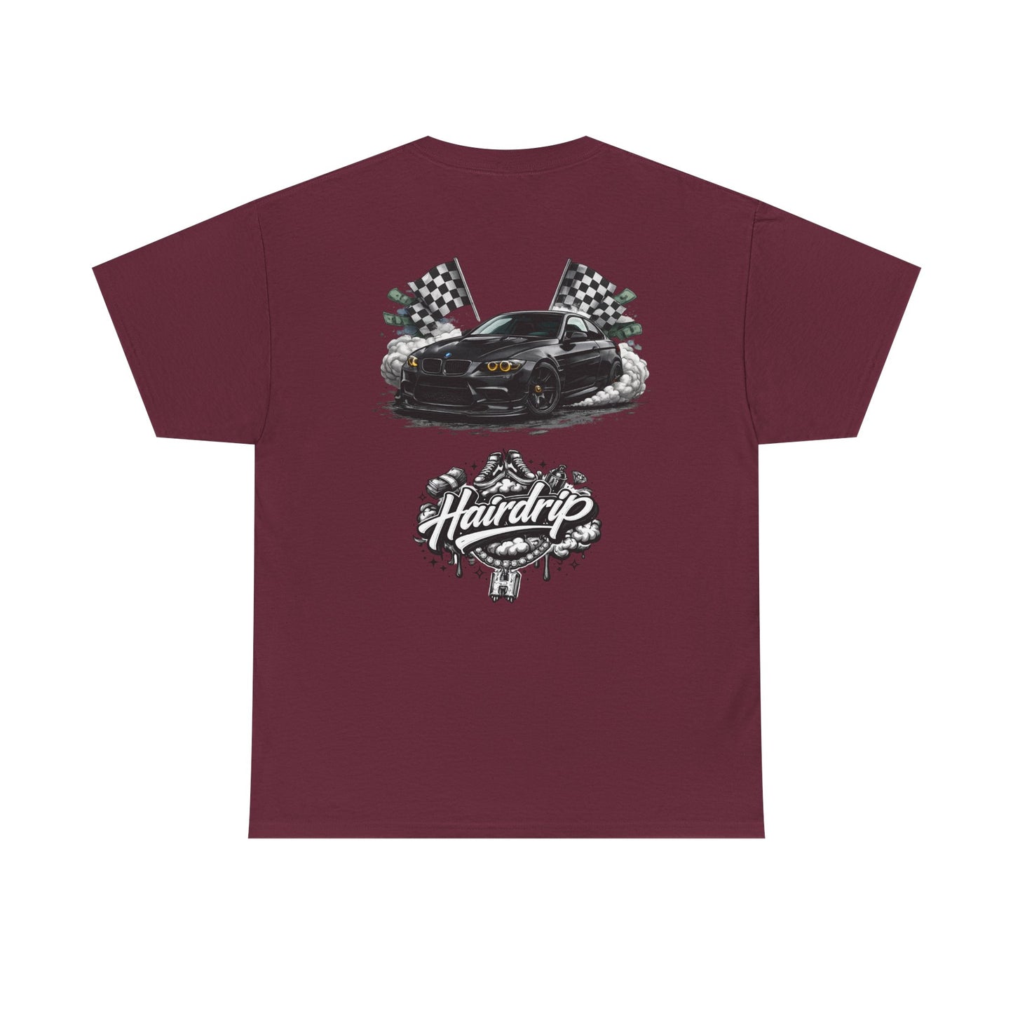 HairDrip Racing Tee — Drip Mask & Race Car Graphic T-Shirt
