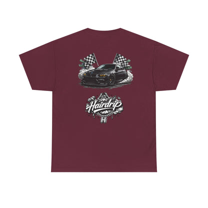 HairDrip Racing Tee — Drip Mask & Race Car Graphic T-Shirt