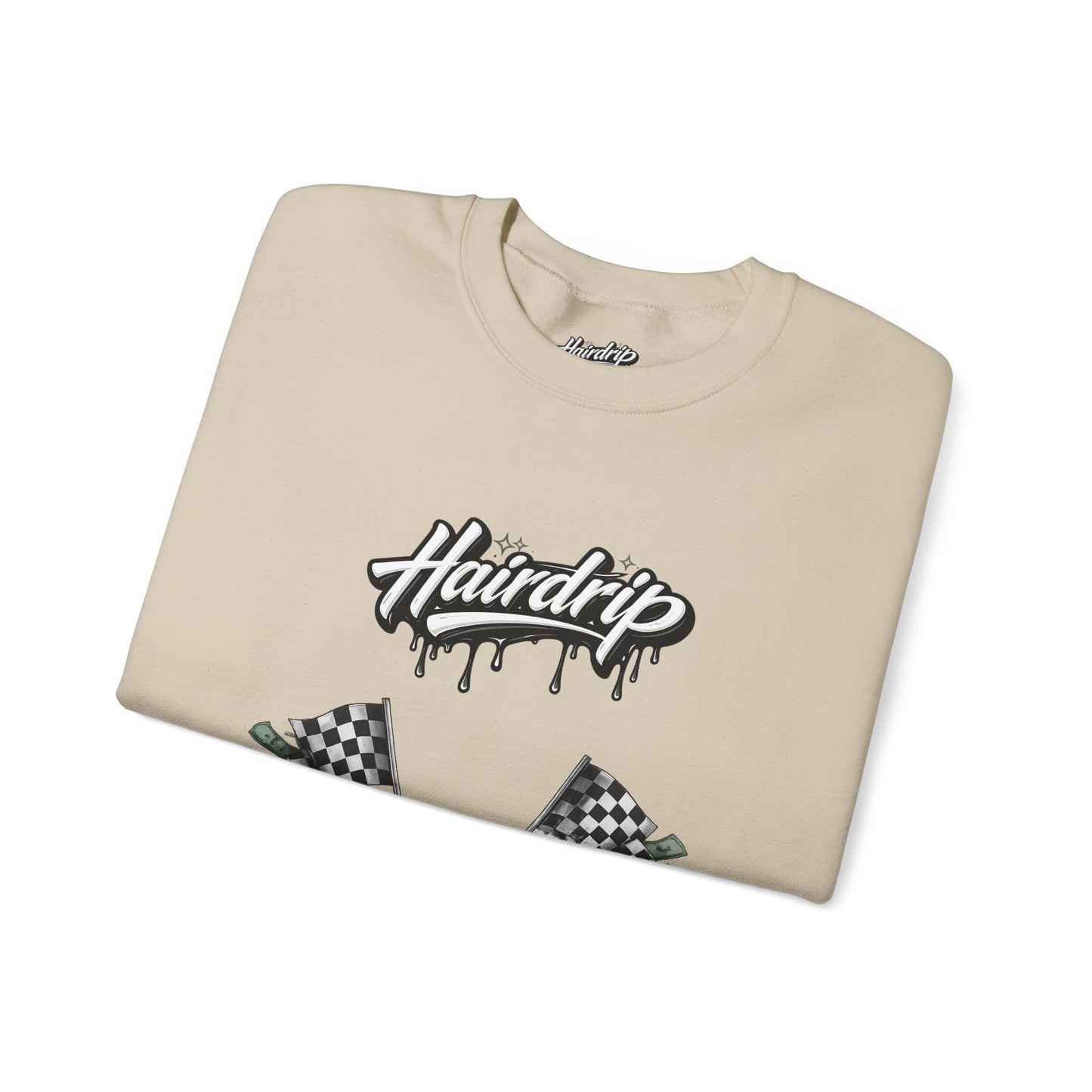 Car Crewneck Sweatshirt — 'Hairdrip' Drifting Muscle Car Design