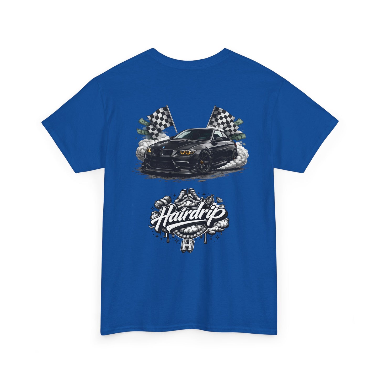 HairDrip Racing Tee — Drip Mask & Race Car Graphic T-Shirt