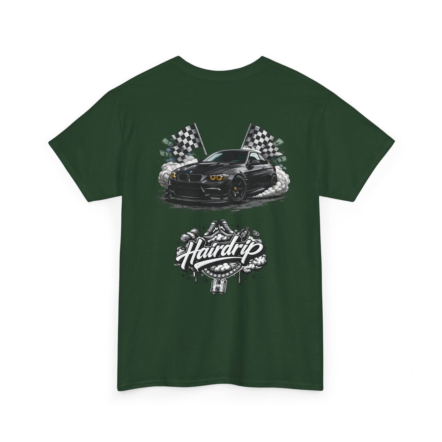 HairDrip Racing Tee — Drip Mask & Race Car Graphic T-Shirt