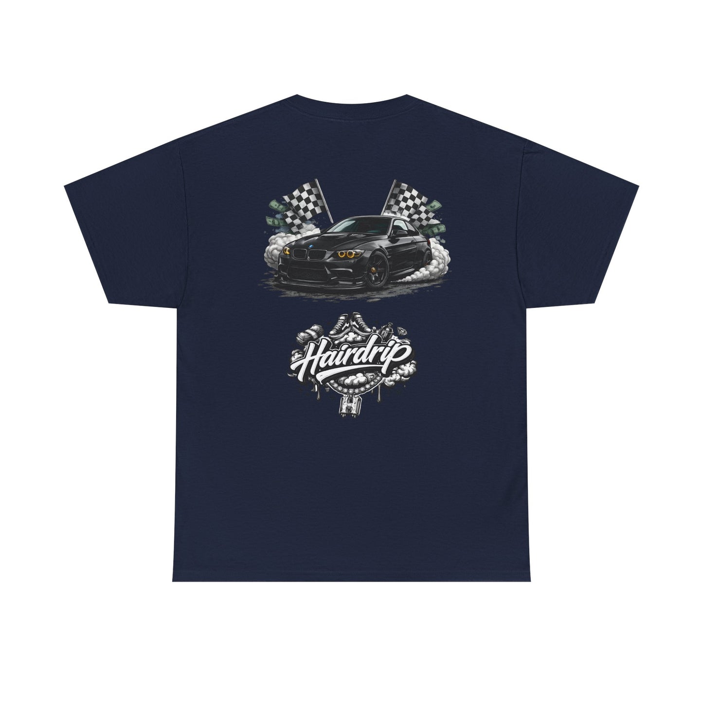 HairDrip Racing Tee — Drip Mask & Race Car Graphic T-Shirt