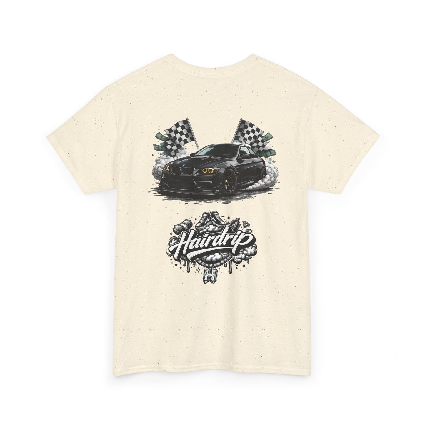 HairDrip Racing Tee — Drip Mask & Race Car Graphic T-Shirt