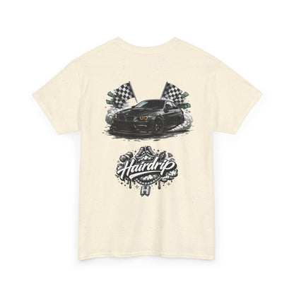 HairDrip Racing Tee — Drip Mask & Race Car Graphic T-Shirt