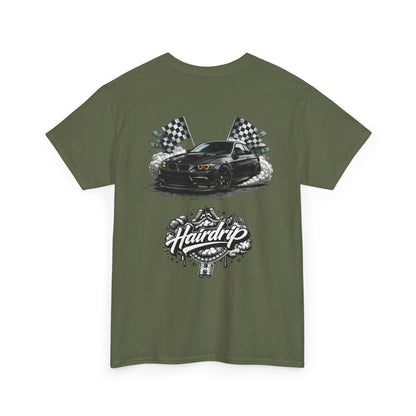 HairDrip Racing Tee — Drip Mask & Race Car Graphic T-Shirt