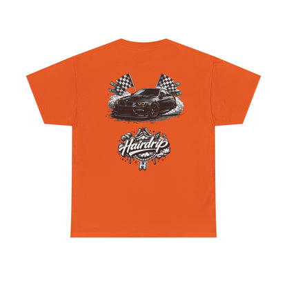 HairDrip Racing Tee — Drip Mask & Race Car Graphic T-Shirt