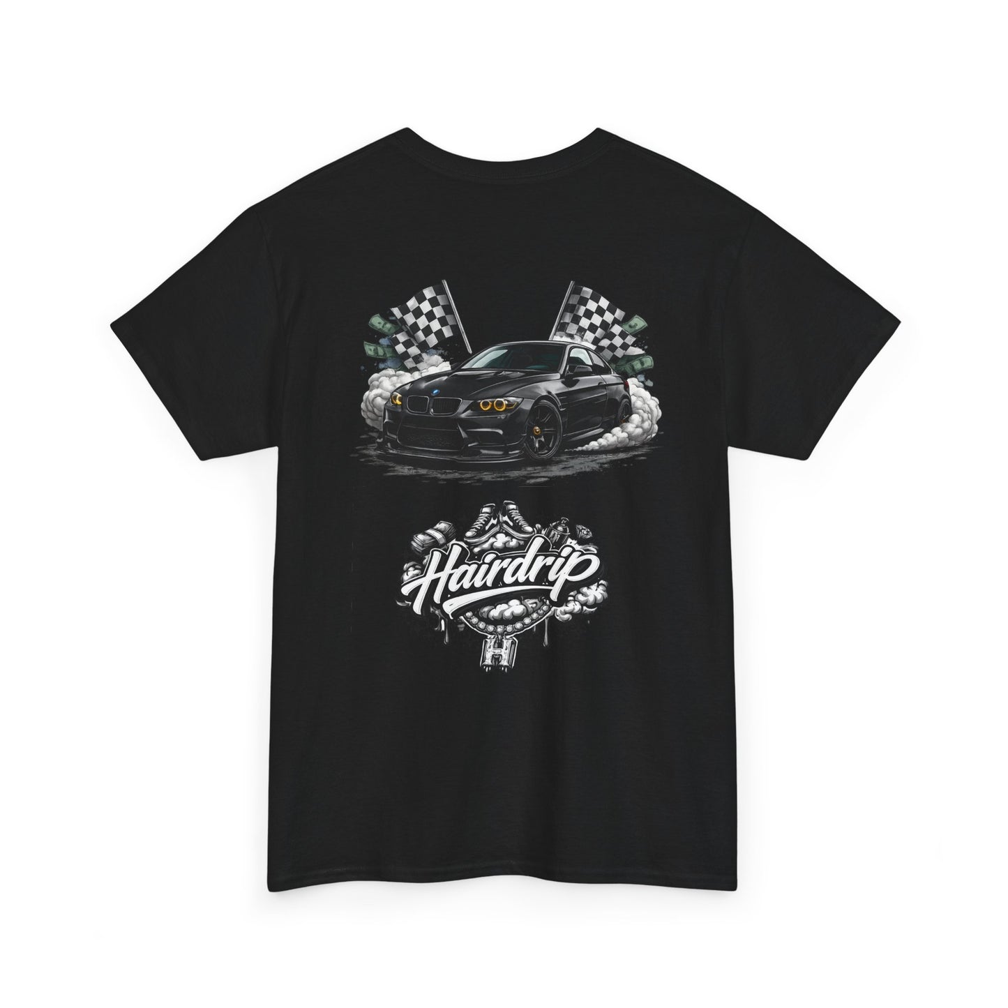 HairDrip Racing Tee — Drip Mask & Race Car Graphic T-Shirt