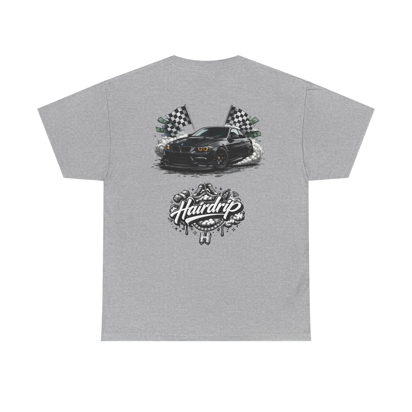 HairDrip Racing Tee — Drip Mask & Race Car Graphic T-Shirt