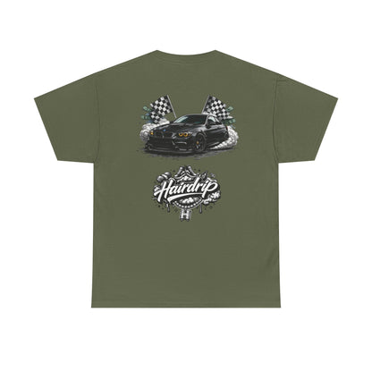 HairDrip Racing Tee — Drip Mask & Race Car Graphic T-Shirt