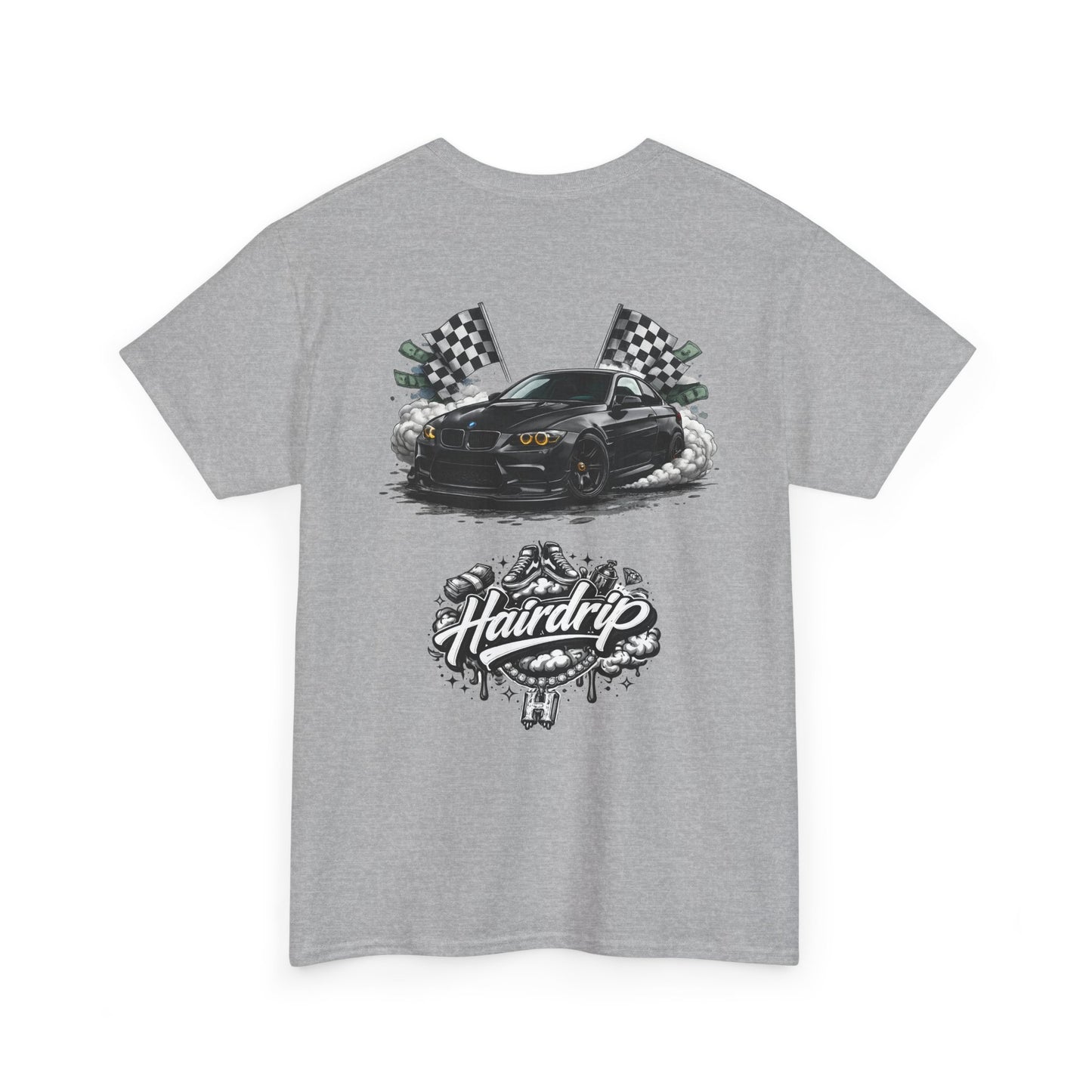 HairDrip Racing Tee — Drip Mask & Race Car Graphic T-Shirt