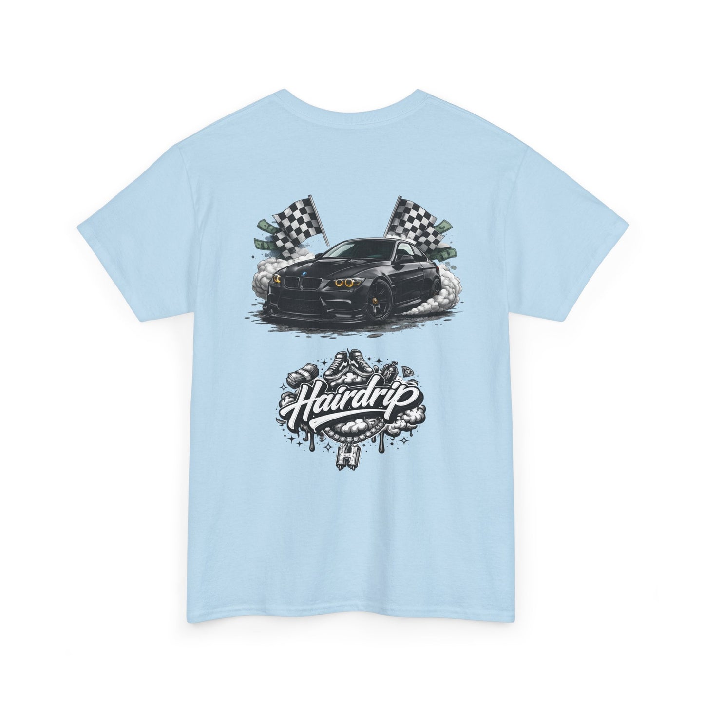 HairDrip Racing Tee — Drip Mask & Race Car Graphic T-Shirt