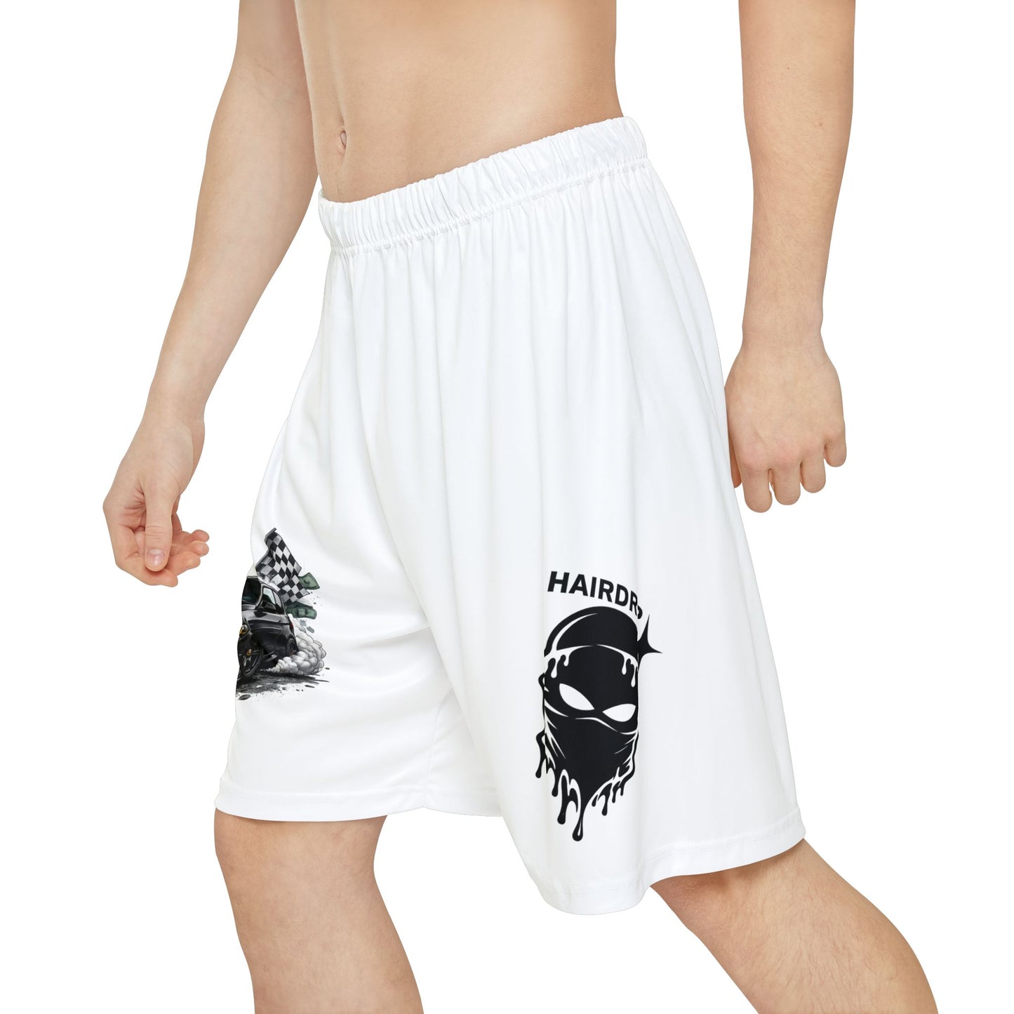 Racing Skull Athletic Shorts — 'HAIRDRIP' Drip Car Design