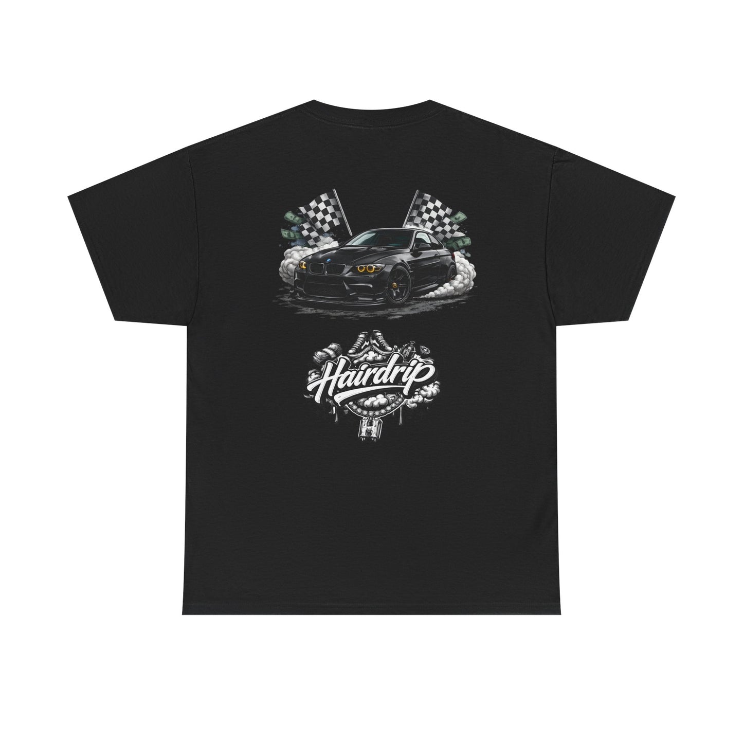 HairDrip Racing Tee — Drip Mask & Race Car Graphic T-Shirt