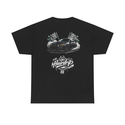 HairDrip Racing Tee — Drip Mask & Race Car Graphic T-Shirt