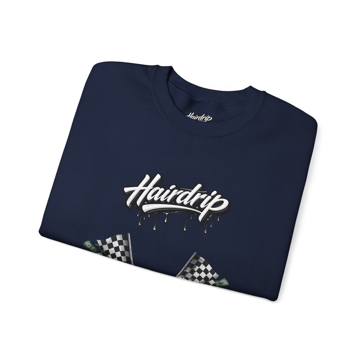 Car Crewneck Sweatshirt — 'Hairdrip' Drifting Muscle Car Design