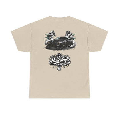 HairDrip Racing Tee — Drip Mask & Race Car Graphic T-Shirt