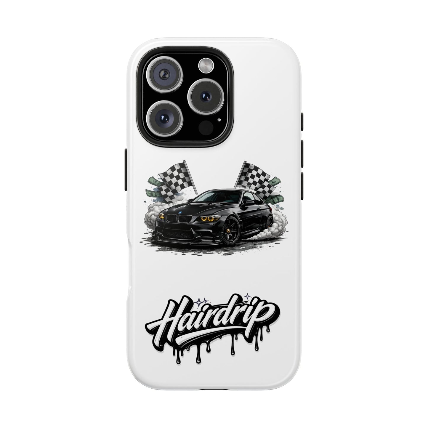 Racing Black Car Tough Phone Case — 'Hairdrip' Drift Graphic