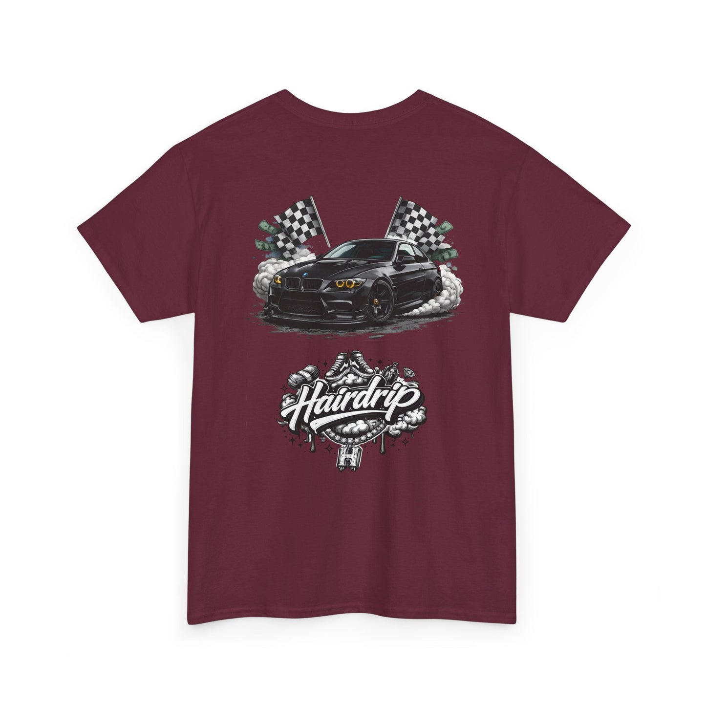 HairDrip Racing Tee — Drip Mask & Race Car Graphic T-Shirt